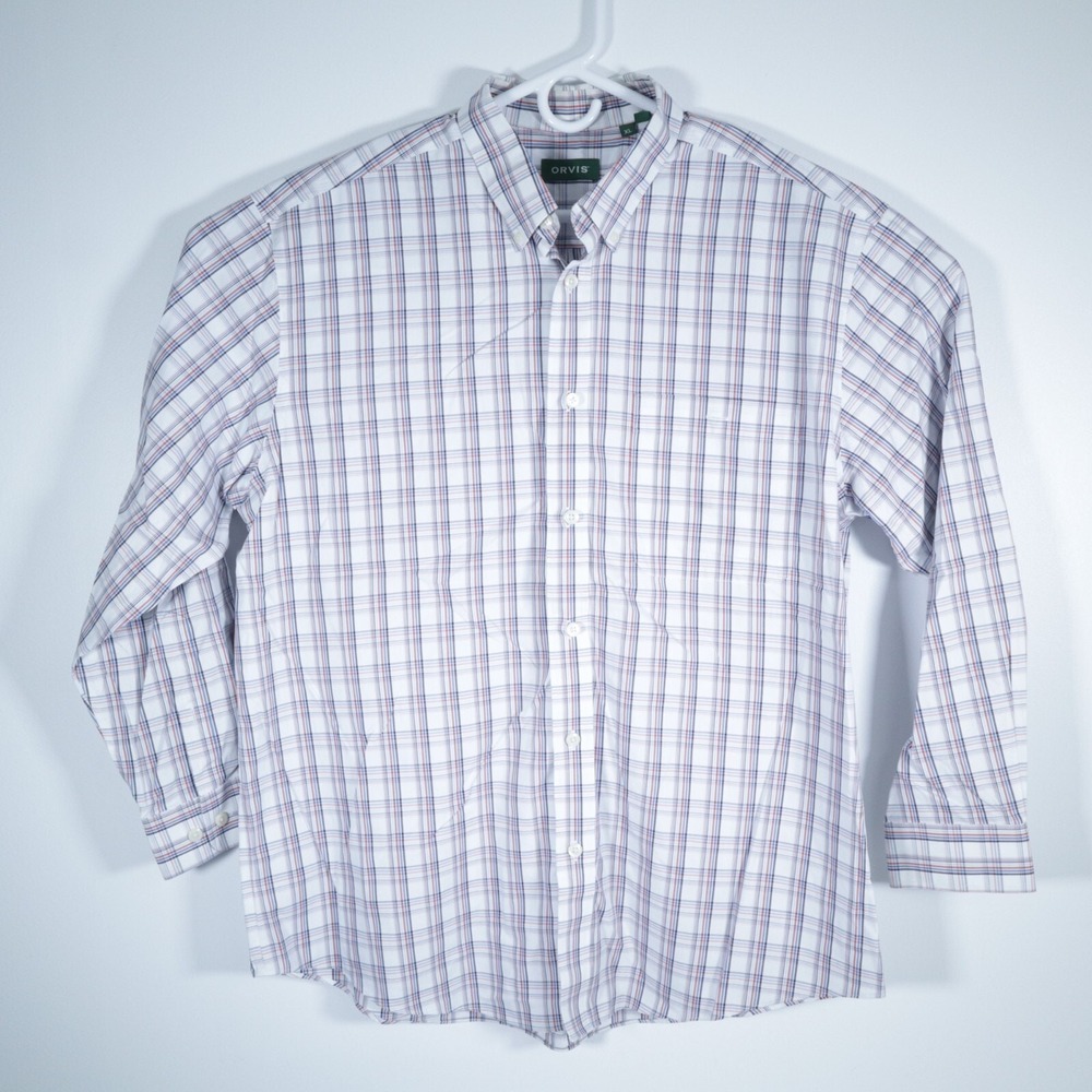 ORVIS Sportswear Mens Button Down Shirt Colorful Plaid Long Sleeve XL